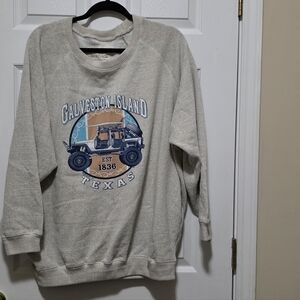 Trade Heritage Crewneck Sweatshirt - Vintage Galveston Island, TX Jeep Graphic